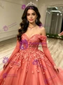 Tulle Long Sleeve Appliques Quinceanera Dress