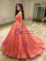Tulle Long Sleeve Appliques Quinceanera Dress