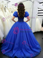 Royal Blue Tulle Puff Sleeve Quinceanera Dress
