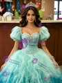 Blue Tulle Strapless Beading Quinceanera Dress