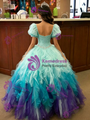 Blue Tulle Strapless Beading Quinceanera Dress