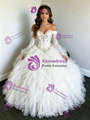 White Tulle Long Sleeve Beading Quinceanera Dress