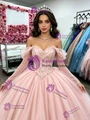 Pink Tulle Long Sleeve Appliques Quinceanera Dress