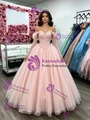 Pink Tulle Long Sleeve Appliques Quinceanera Dress