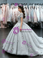 Silver Gray Tulle Short Sleeve Flower Quinceanera Dress