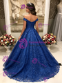 Blue Lace Off the Shoulder Quinceanera Dress