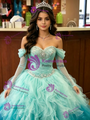 Blue Tulle Strapless Pleats Beading Quinceanera Dress