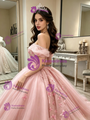 Pink Tulle Off the Shoulder Butterfly Quinceanera Dress