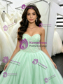 Green Tulle Strapless Quinceanera Dress