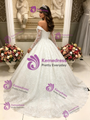 White Lace Long Sleeve Off the Shoulder Quinceanera Dress