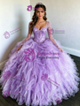 White Tulle Long Sleeve Square Neck Quinceanera Dress