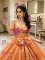 Orange Tulle Off the Shoulder Quinceanera Dress