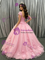Pink Tulle Appliques Quinceanera Dress
