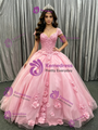 Pink Tulle Appliques Quinceanera Dress