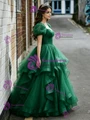 Green Tulle Puff Sleeve Quinceanera Dress