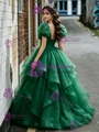 Green Tulle Puff Sleeve Quinceanera Dress