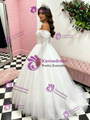 White Tulle Long Sleeve Off the Shoulder Quinceanera Dress