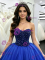 Royal Blue Tulle Strapless Quinceanera Dress