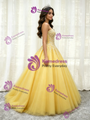 Yellow Tulle Strapless Beading Quinceanera Dress