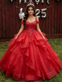 Red Tulle Straps Quinceanera Dress
