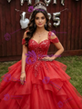 Red Tulle Straps Quinceanera Dress
