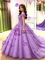 Purple Tulle Off the Shoulder Quinceanera Dress