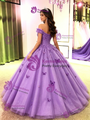 Purple Tulle Off the Shoulder Quinceanera Dress