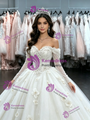 White Tulle Flower Wedding Dress