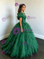 Green Tulle Puff Sleeve Quinceanera Dress