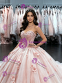 Pink Tulle Strapless Flower Quinceanera Dress