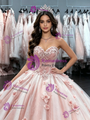 Pink Tulle Strapless Flower Quinceanera Dress