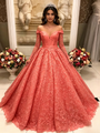 Long Sleeve Lace Off the Shoulder Quinceanera Dress