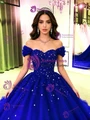 Royal Blue Tulle Off the Shoulder Quinceanera Dress