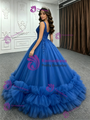 Royal Blue Tulle Appliques Quinceanera Dress