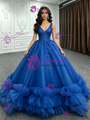 Royal Blue Tulle Appliques Quinceanera Dress