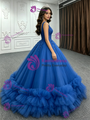 Royal Blue Tulle Appliques Quinceanera Dress