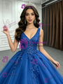 Royal Blue Tulle Appliques Quinceanera Dress