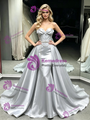 Silver Gray Mermaid Strapless Pleats Prom Dress