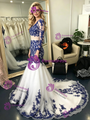 White Tulle Appliques Long Sleeve Prom Dress