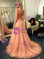 Orange Tulle Lace Short Sleeve Prom Dress