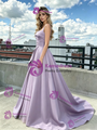 Purple Tulle Satin Straps Prom Dress