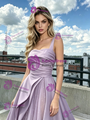Purple Tulle Satin Straps Prom Dress