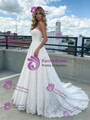 Simple White Lace Strapless Prom Dress