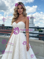 Simple White Lace Strapless Prom Dress