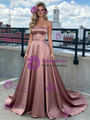 Pink Satin Strapless Prom Dress
