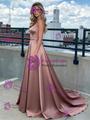 Pink Satin Strapless Prom Dress
