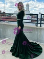 Burgundy Mermaid Velvet V-neck Prom Dress