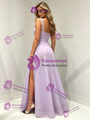 Purple Tulle Straps Split Prom Dress