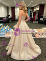 Champagne Sequins Strapless Prom Dress