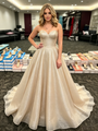 Champagne Sequins Strapless Prom Dress